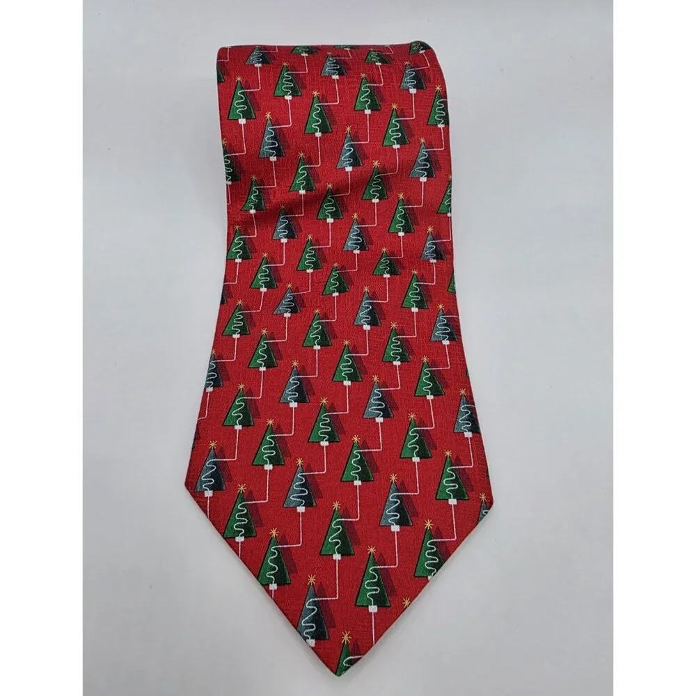 Holidays by MMG‎ Men's Neck Tie Red Christmas Trees 58